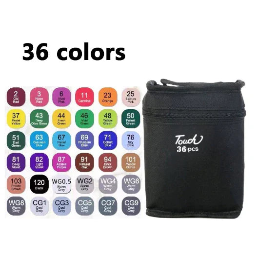 Kit Bobbie Goods 50 Páginas Capa Dura +Estojo de Canetinhas com 24/36/48/60/80/120 Cores