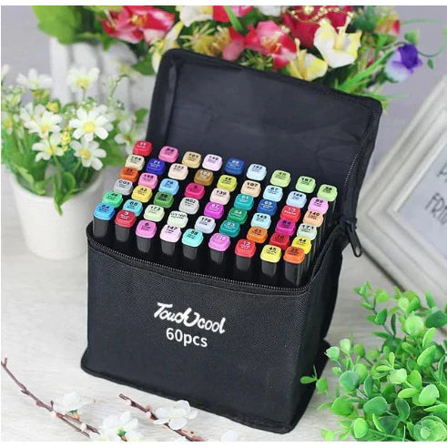 Kit Bobbie Goods 50 Páginas Capa Dura +Estojo de Canetinhas com 24/36/48/60/80/120 Cores