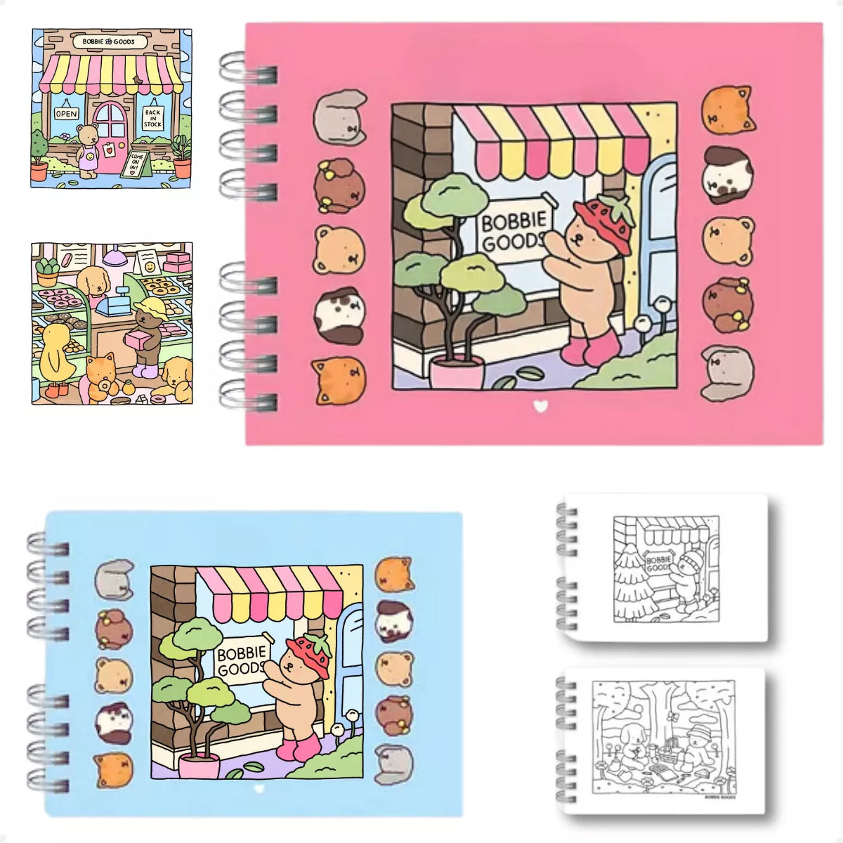 Kit Bobbie Goods 50 Páginas Capa Dura +Estojo de Canetinhas com 24/36/48/60/80/120 Cores