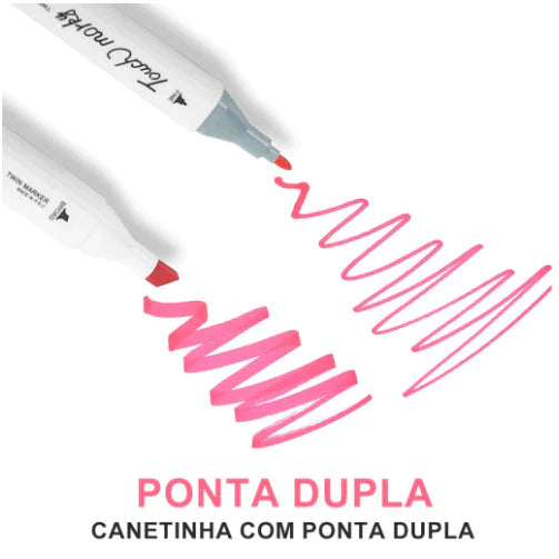 Kit Bobbie Goods 50 Páginas Capa Dura +Estojo de Canetinhas com 24/36/48/60/80/120 Cores
