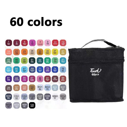 Kit Bobbie Goods 50 Páginas Capa Dura +Estojo de Canetinhas com 24/36/48/60/80/120 Cores