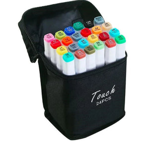 Kit Bobbie Goods 50 Páginas Capa Dura +Estojo de Canetinhas com 24/36/48/60/80/120 Cores